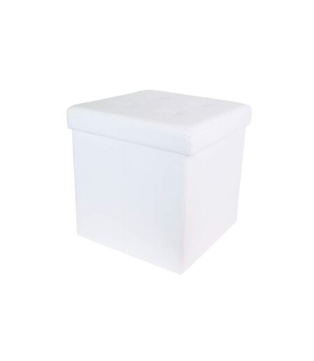 Pouf Coffre Pliable Capitonné Cesaro 37cm Blanc