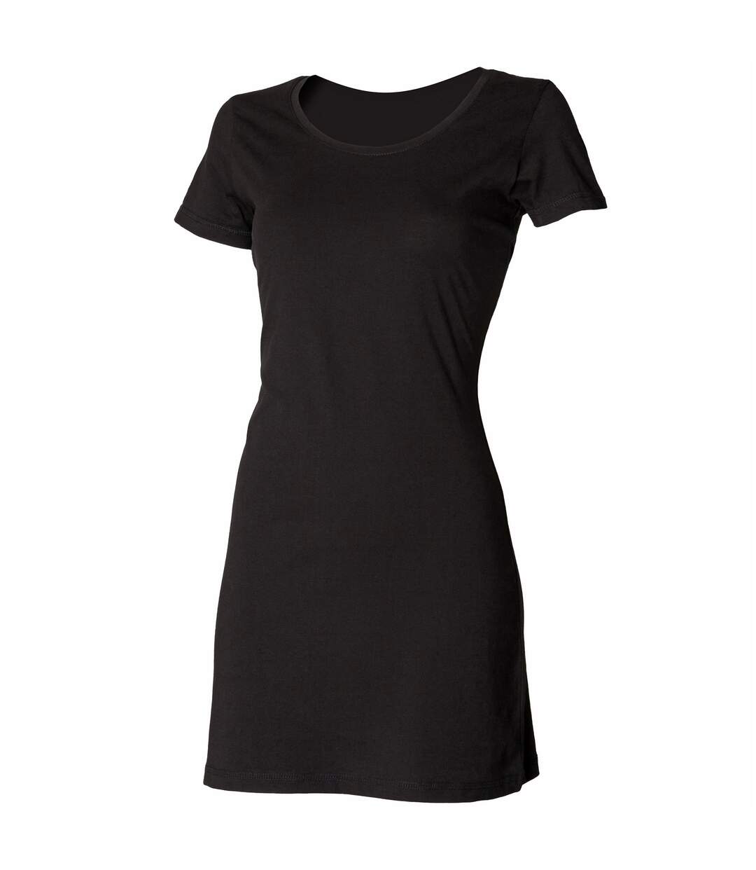 Skinni Fit Ladies/Womens Scoop Neck T-Shirt Dress (Black) - UTRW1374