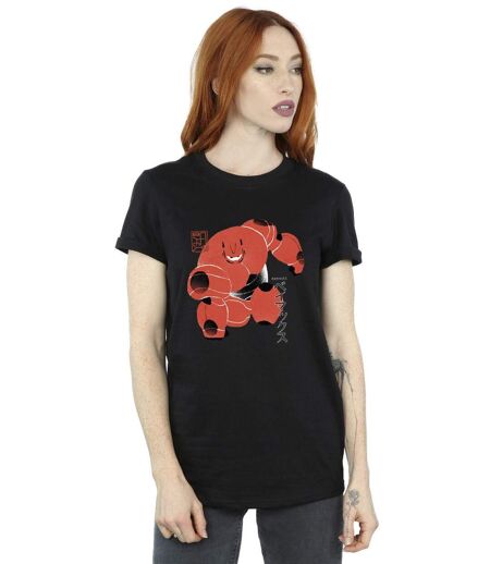 Disney Womens/Ladies Big Hero 6 Baymax Suite Pose Cotton Boyfriend T-Shirt (Noir) - UTBI15539