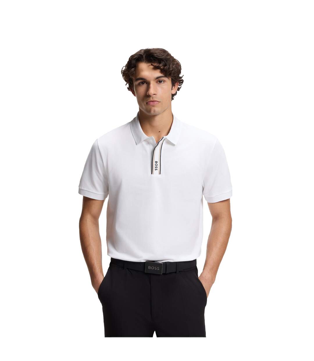 Polo Motif/style Logo Homme Blanc Boss-4