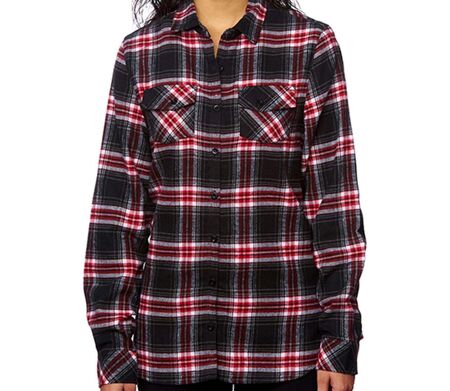 Chemise manches longues - Femme - BU5210 - rouge check et noir