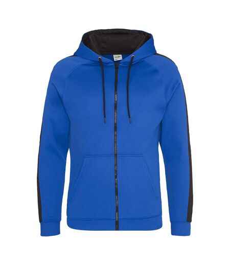AWDis Just Hoods Mens Contrast Sports Polyester Full Zip Hoodie (Royal Blue/Jet Black) - UTPC2967
