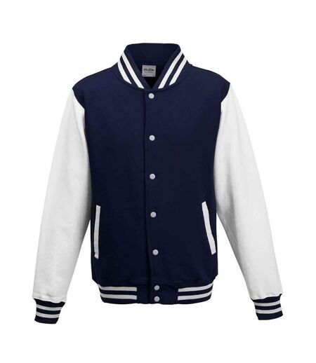 Unisex Adult Polycotton Varsity Jacket Oxford Navy White Awdis
