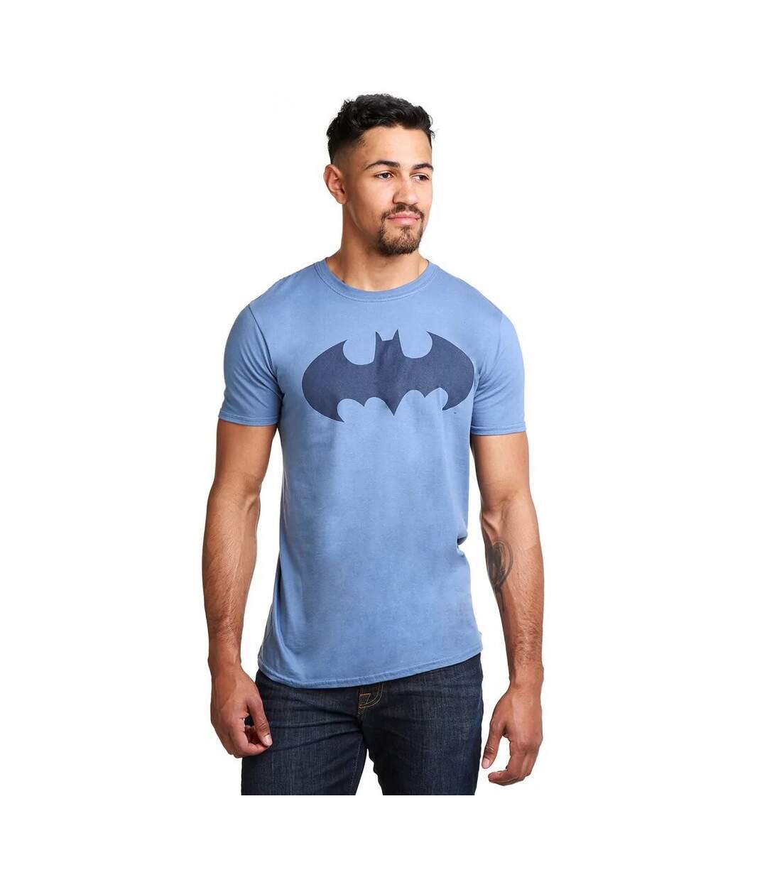 Batman T-shirt en coton monochrome pour hommes (Indigo) - UTTV475