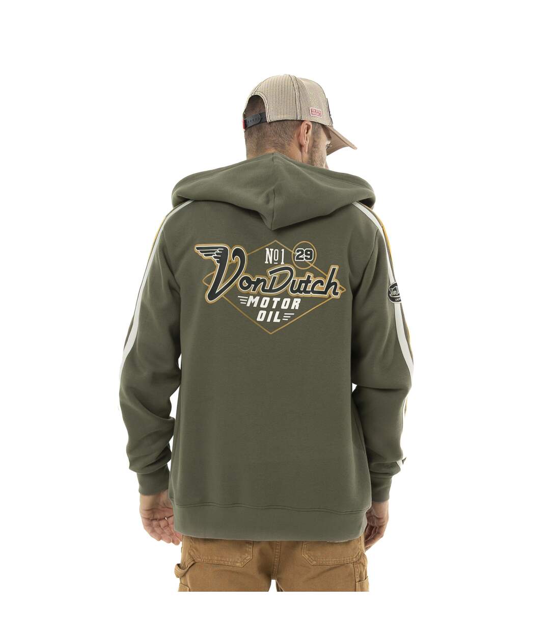 Sweat zippé homme à capuche en molleton avec patchs Vondutch-2