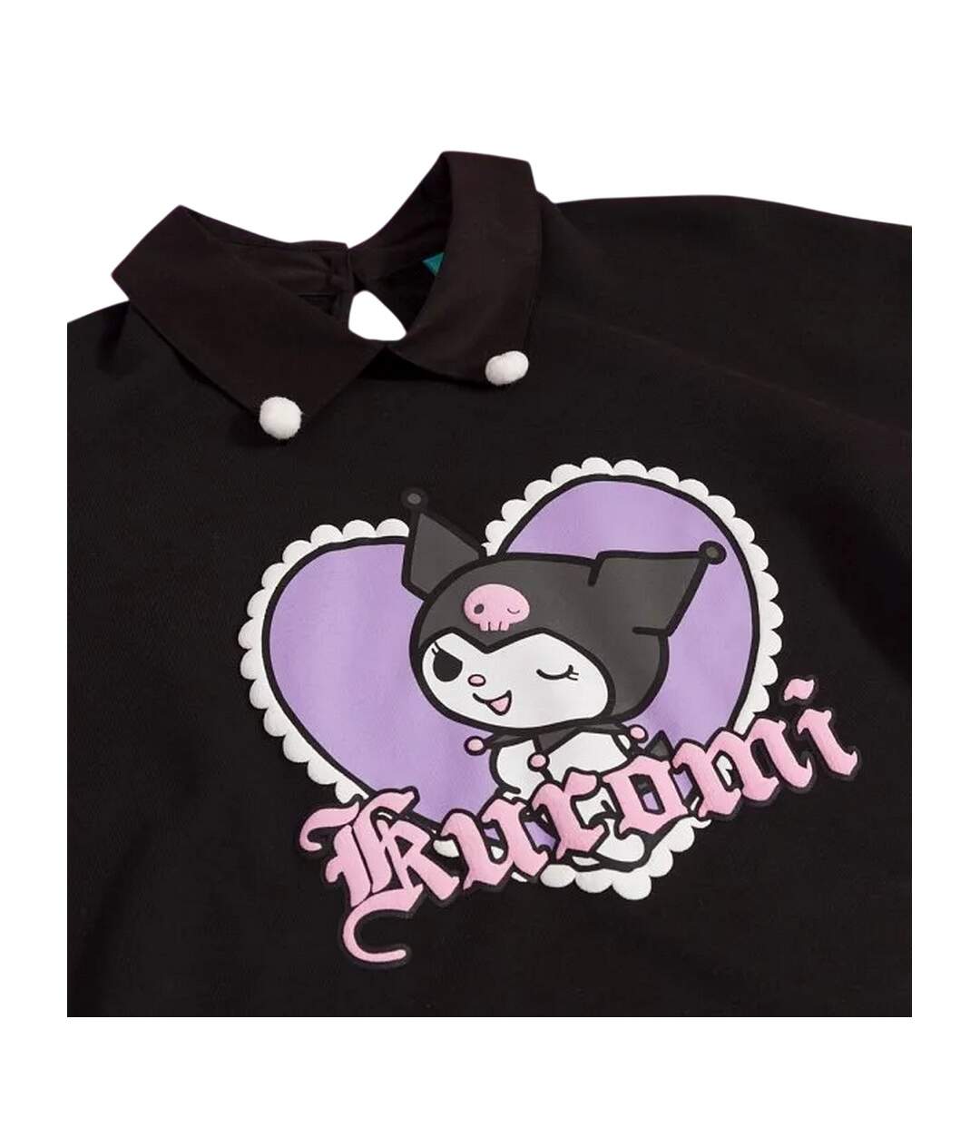 Sweat Motif/style Imprimé Puff Adulte Noir Kuromi-4