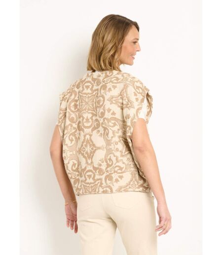 Veste col rond sans manches en jacquard