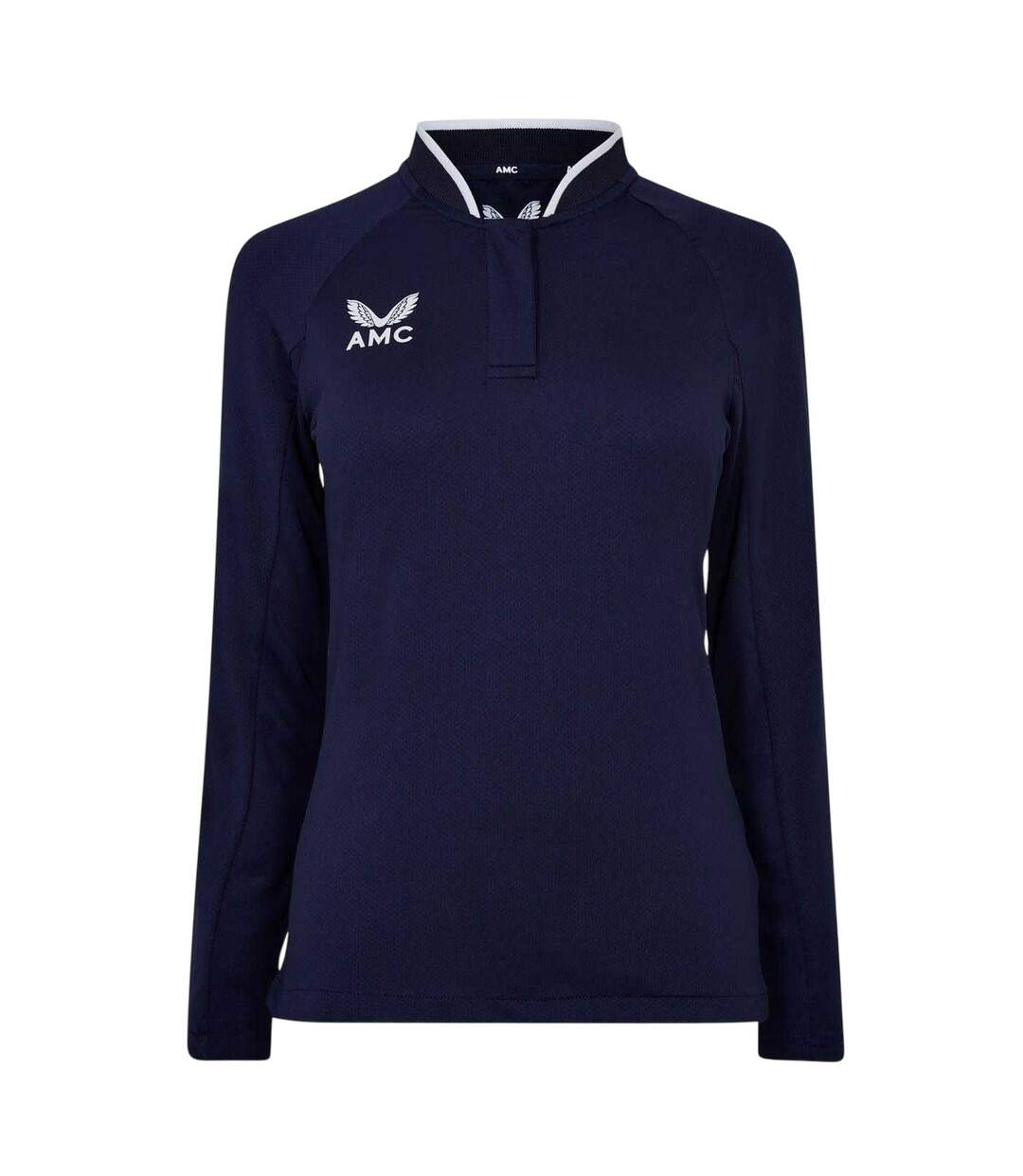 Polo Manches Longues Raglan Femme Bleu Marine Blanc Castore-1