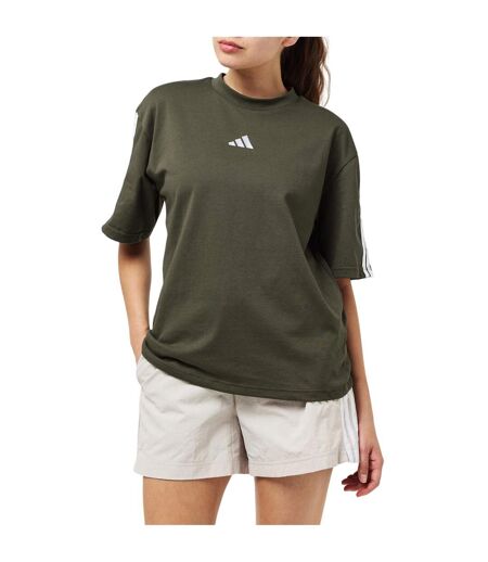 T-shirt Motif/style 3 Rayures Essentials Femme Kaki Adidas