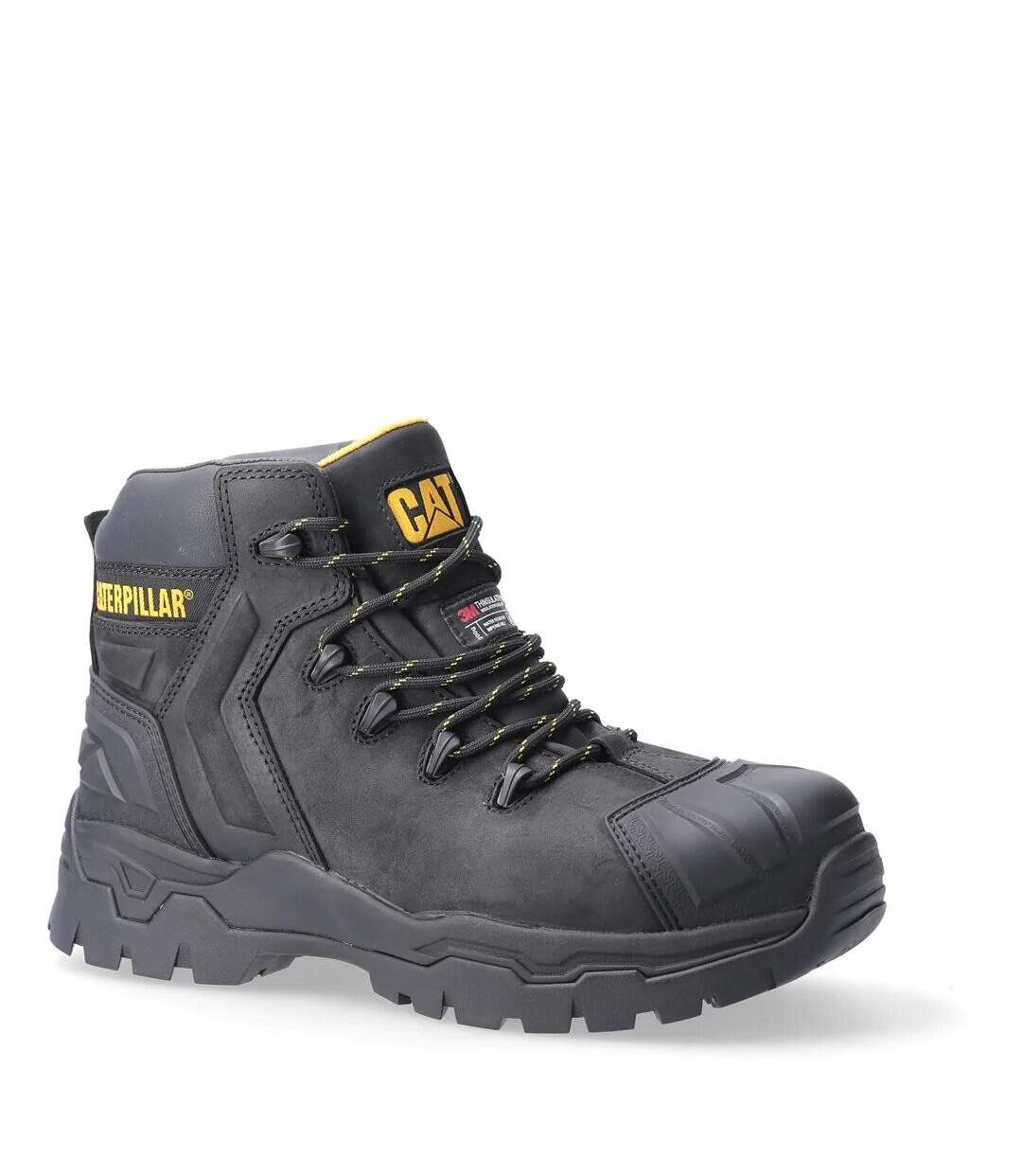 Mens everett s3 grain leather safety boots black Caterpillar-1