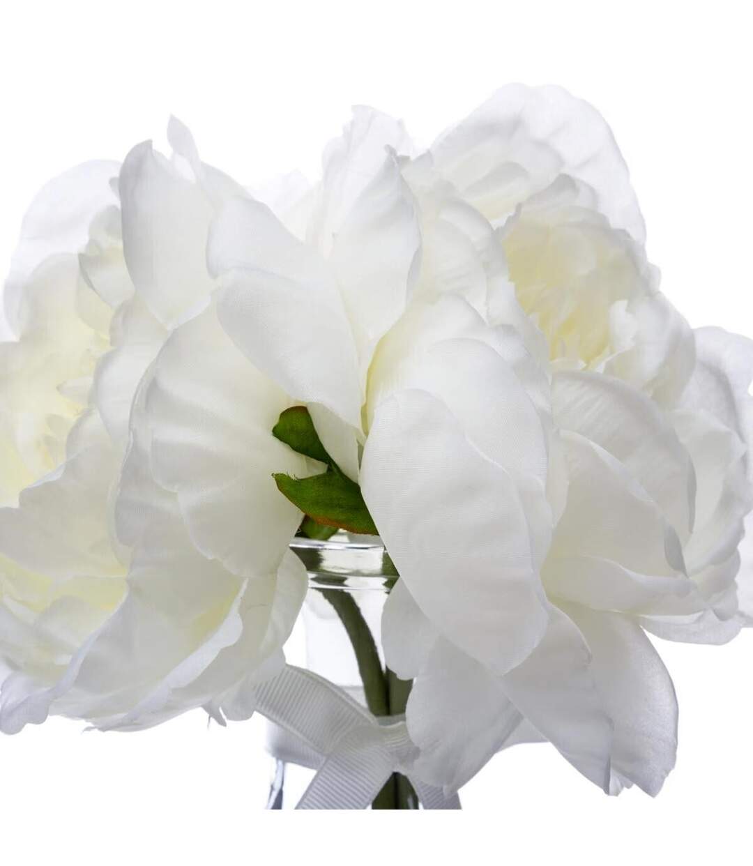 Composition Florale & Vase 3 Pivoines Verre 25cm Transparent-2