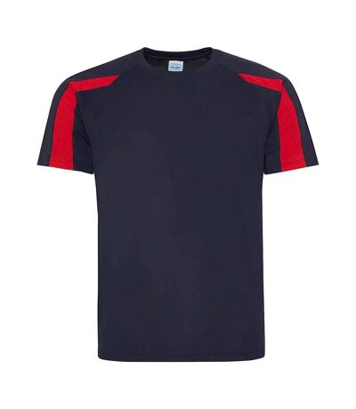 AWDis Cool Mens Contrast Moisture Wicking T-Shirt (French Navy/Fire Red)