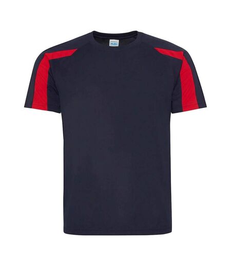 AWDis Cool Mens Contrast Moisture Wicking T-Shirt (French Navy/Fire Red) - UTPC5918