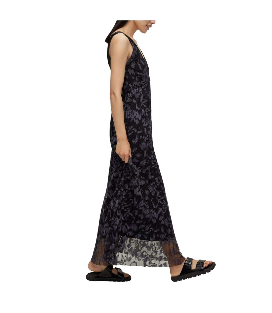 Womens/ladies Dessona Maxi Dress Black Grey Boss-4