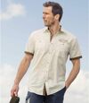 Men's Beige Slub Fabric Shirt Atlas For Men