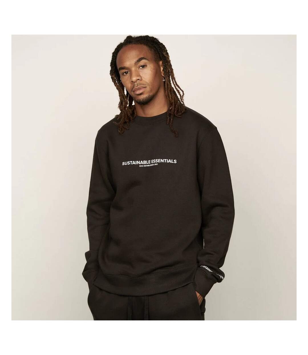 EKO Essentials Mens Moxley Crew Neck Sweatshirt (Black)