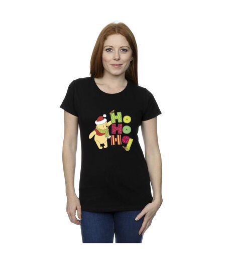 Disney T-shirt en coton Winnie The Pooh Ho Ho Ho Ho pour femmes/femmes (Noir) - UTBI44901
