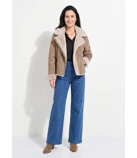 Blouson zippé façon peau lainée