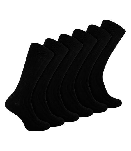 6 Pairs Mens Plain Coloured Cotton Rich Ribbed Dress Socks