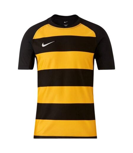 T-shirt Manches Raglan Rugby Motif/style Rayures Contrastées Homme Noir Jaune Foncé Nike