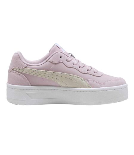 Womens/ladies Court Lally Skye Leather Platform Trainers Rose White Puma