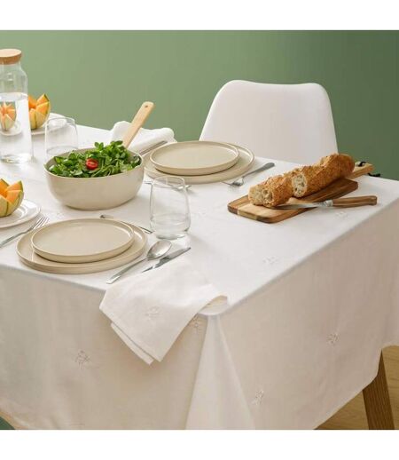 Nappe Brodé en Coton Joy 150x250cm Blanc
