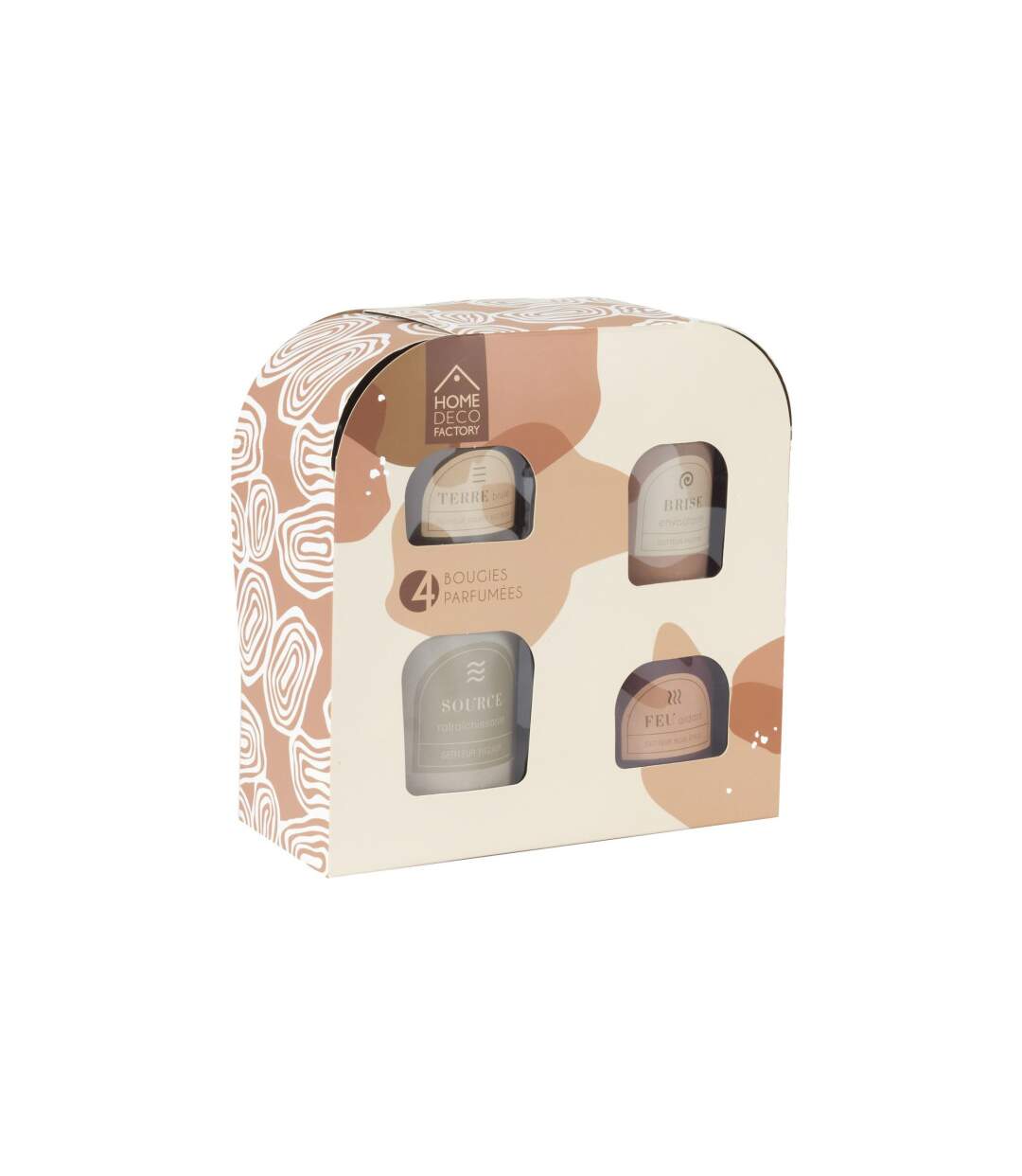 Coffret 4 Bougies Parfumées Élements 8cm Beige-1