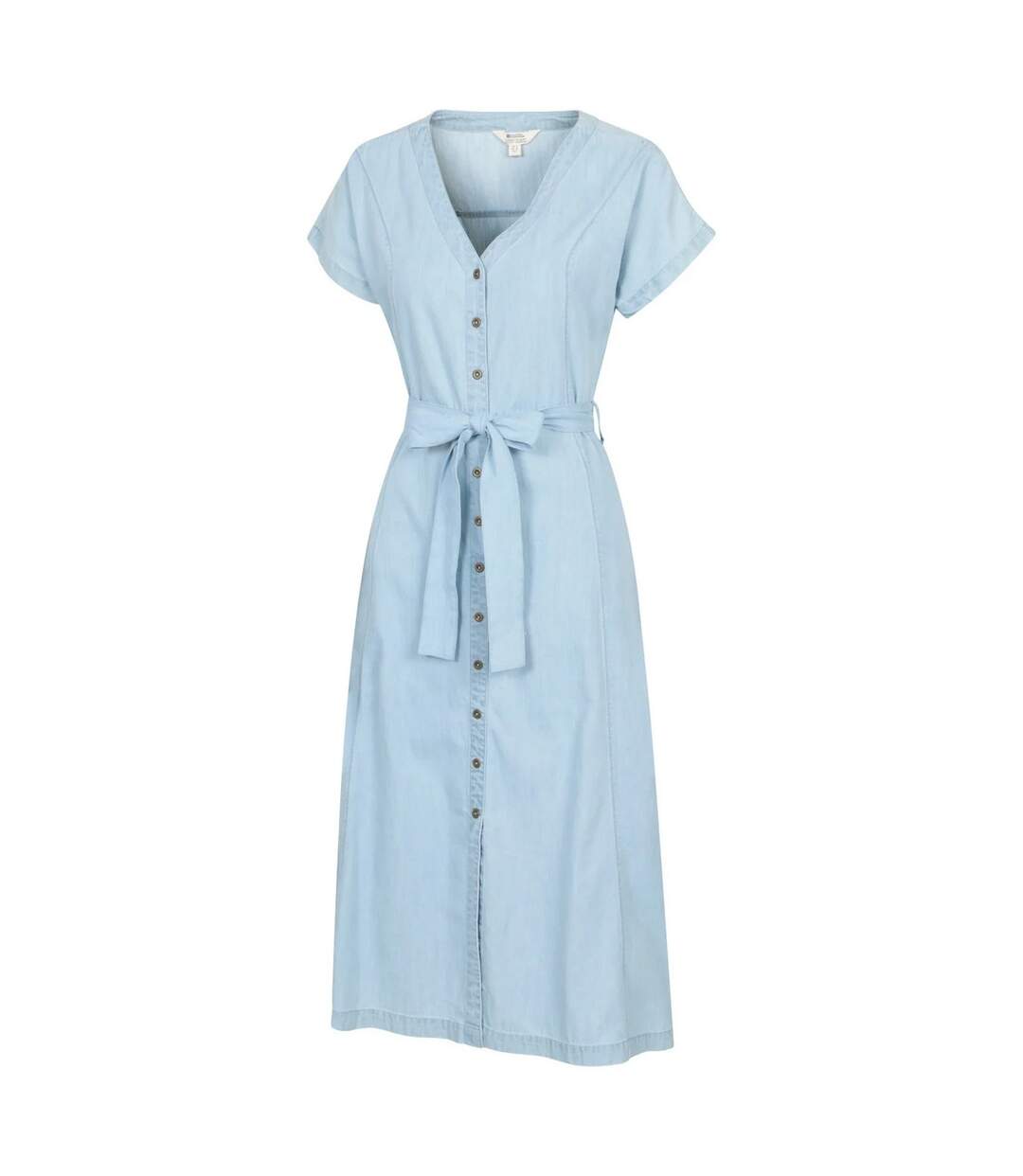 Robe Boutonnée Manches Courtes À Col V Tulum Femme Bleu Pâle Mountain Warehouse-3