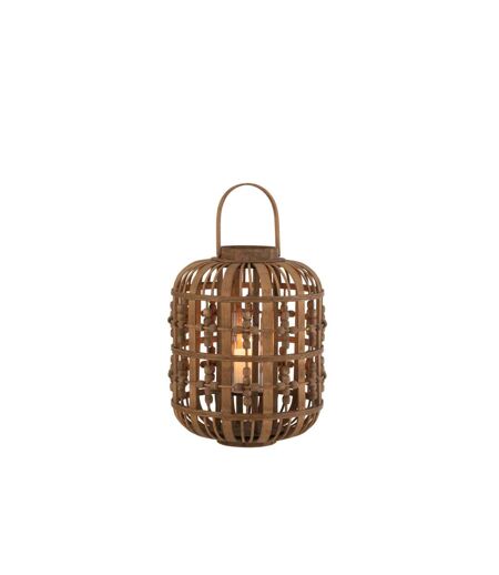 Lanterne Déco en Bois Perles 40cm Naturel