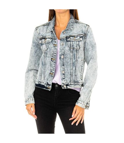 Worn effect denim jacket with button closure G50654CR woman