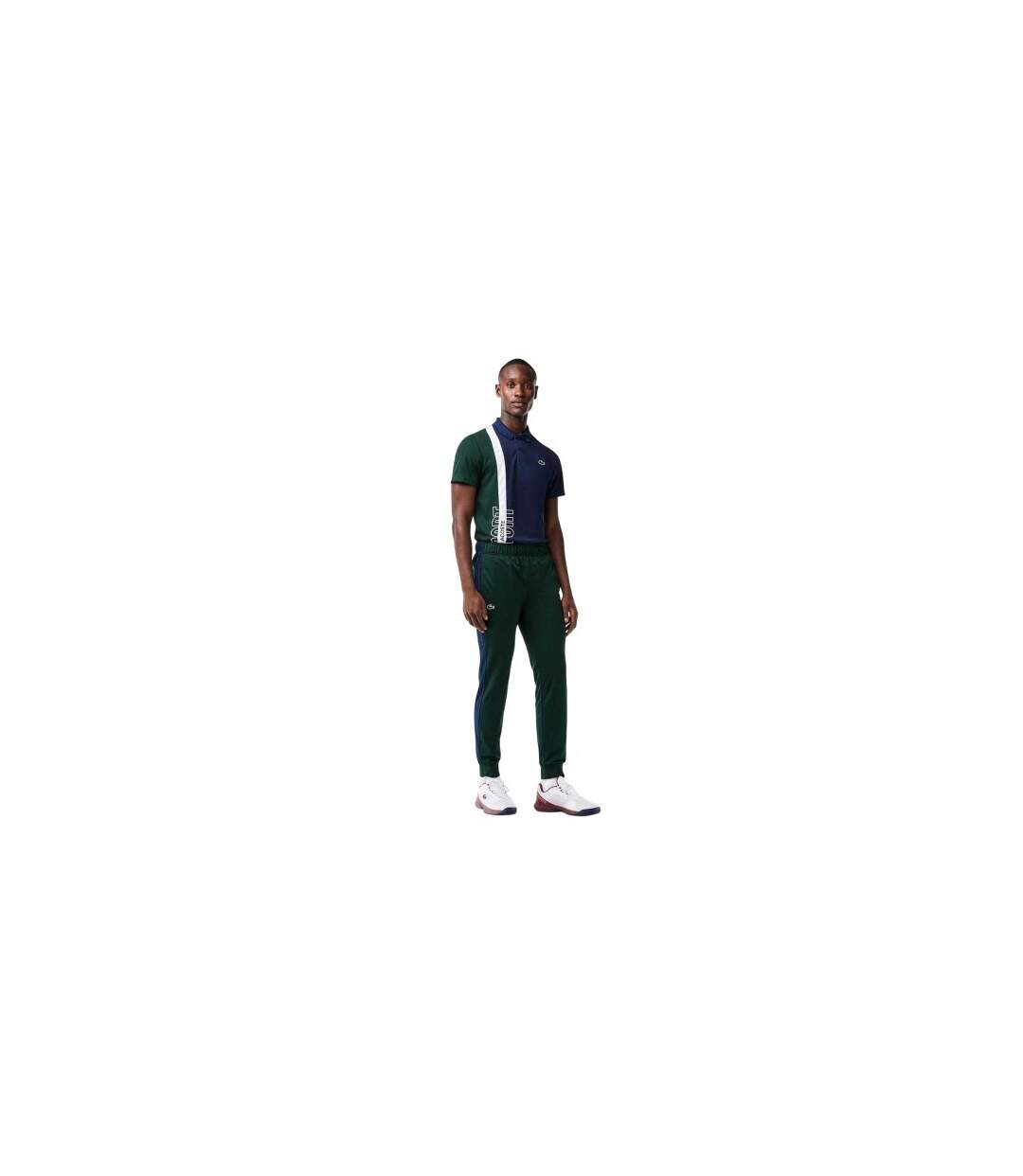 Mens Contrast Panel Tapered Joggers Green Navy Lacoste-1