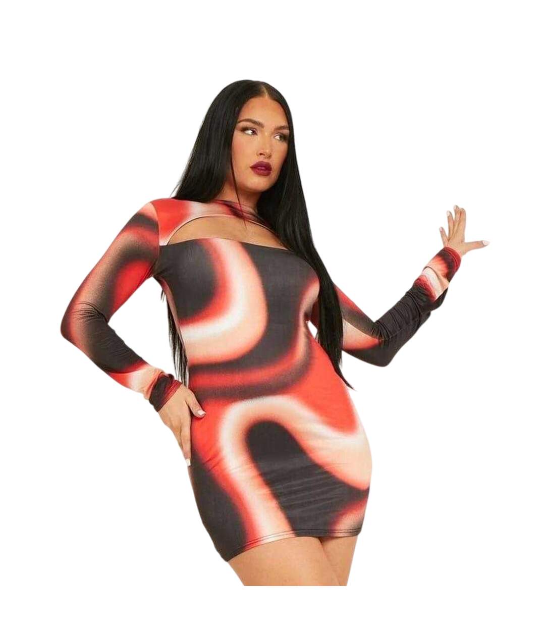 Womens/ladies Cut Out Mini Dress Red Multicoloured Missy Empire-2