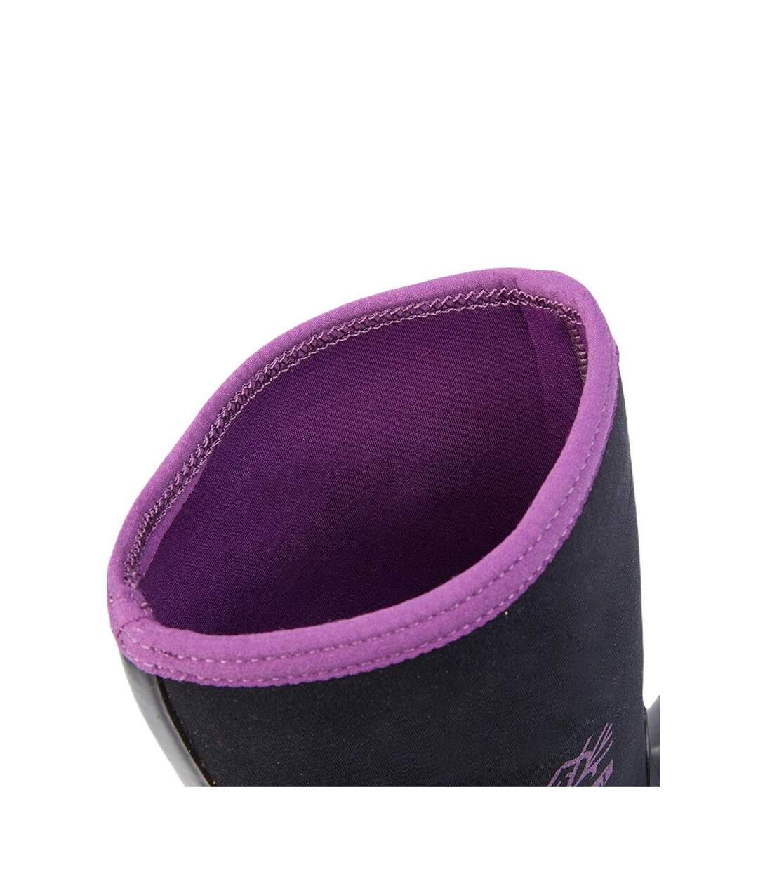 Botte En Caoutchouc Uni Femme Noir Violet Woodland-2