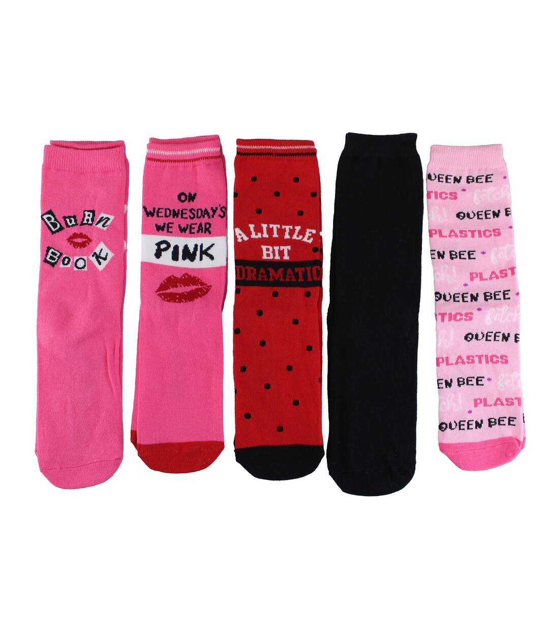 Ladies Mean Girls Gift: 5 Pairs of Casual Mid-Calf Novelty Mean Girls Socks-4