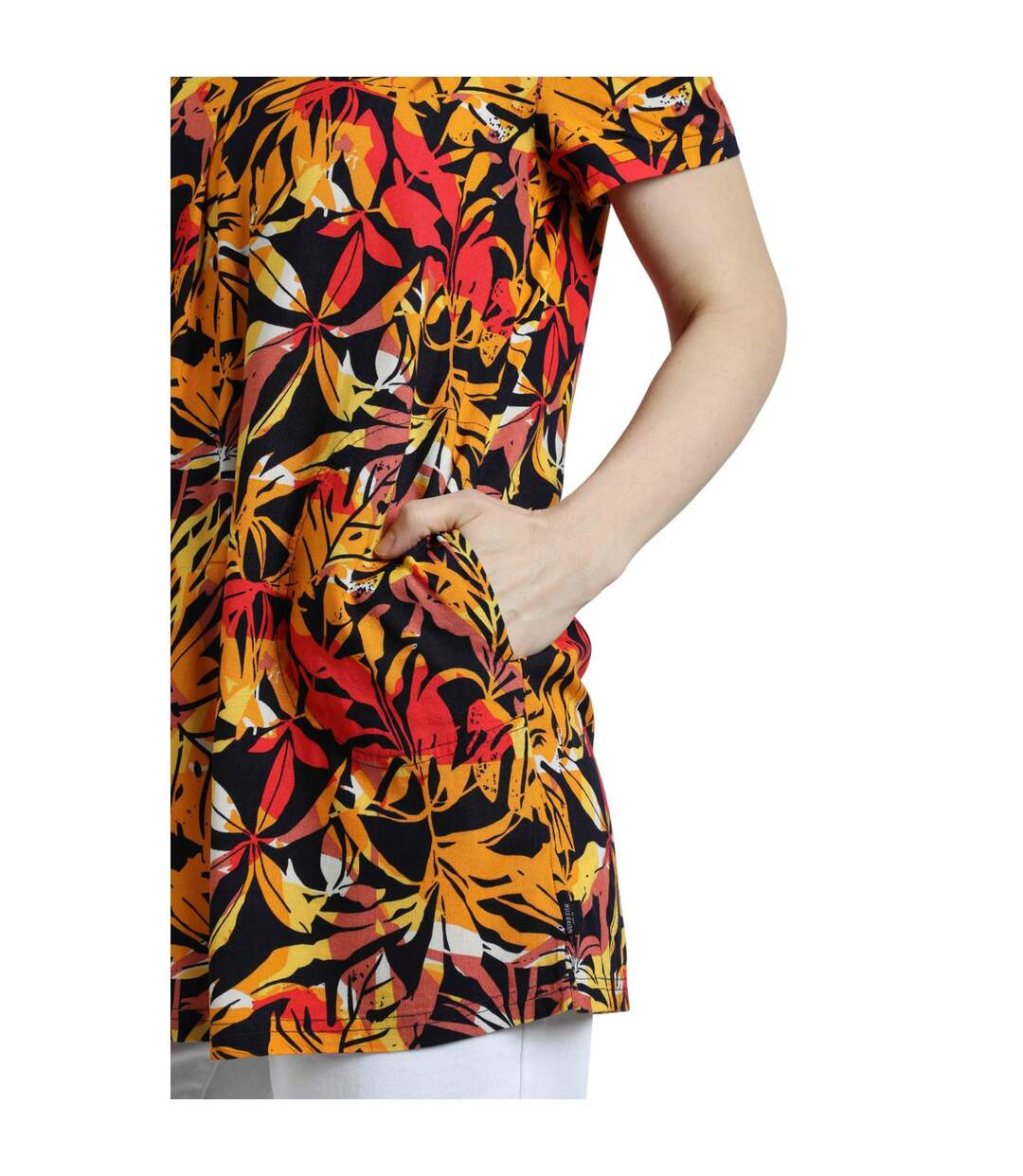 Womens/ladies nuri printed eco liva tunic caramel Weird Fish-4