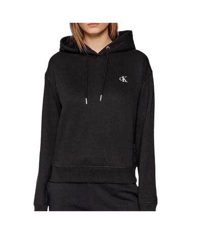Sweat à capuche noir femme calvin klein jeans embroidery - l