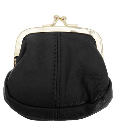 Womens/Ladies Soft Leather Coin Purse With Metal Clasp (Black) (One Size)