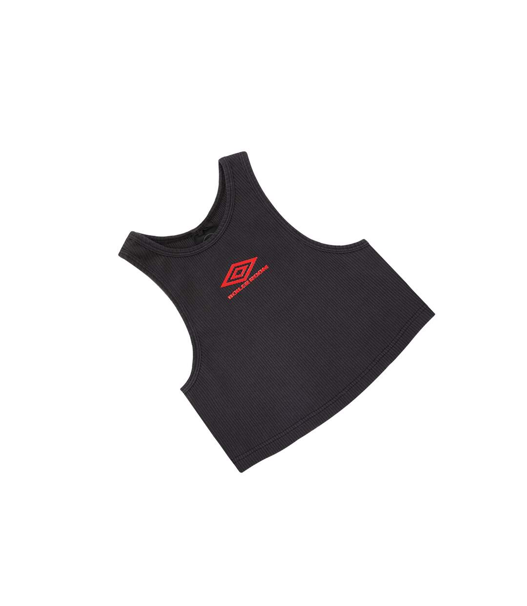 Womens/ladies boiler room ribbed cropped vest top black Umbro-2