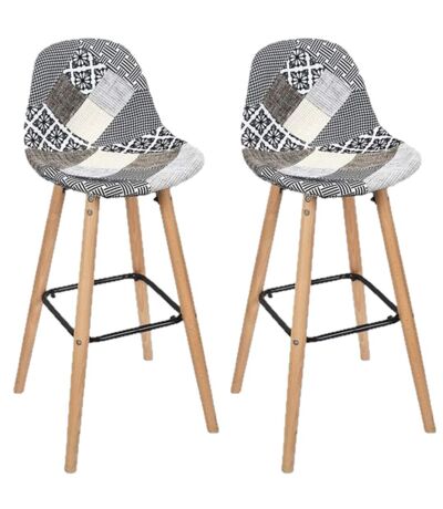 Lot de 2 Tabourets de bar Patchwork - Beige et Gris