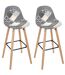 Lot de 2 Tabourets de bar Patchwork - Beige et Gris