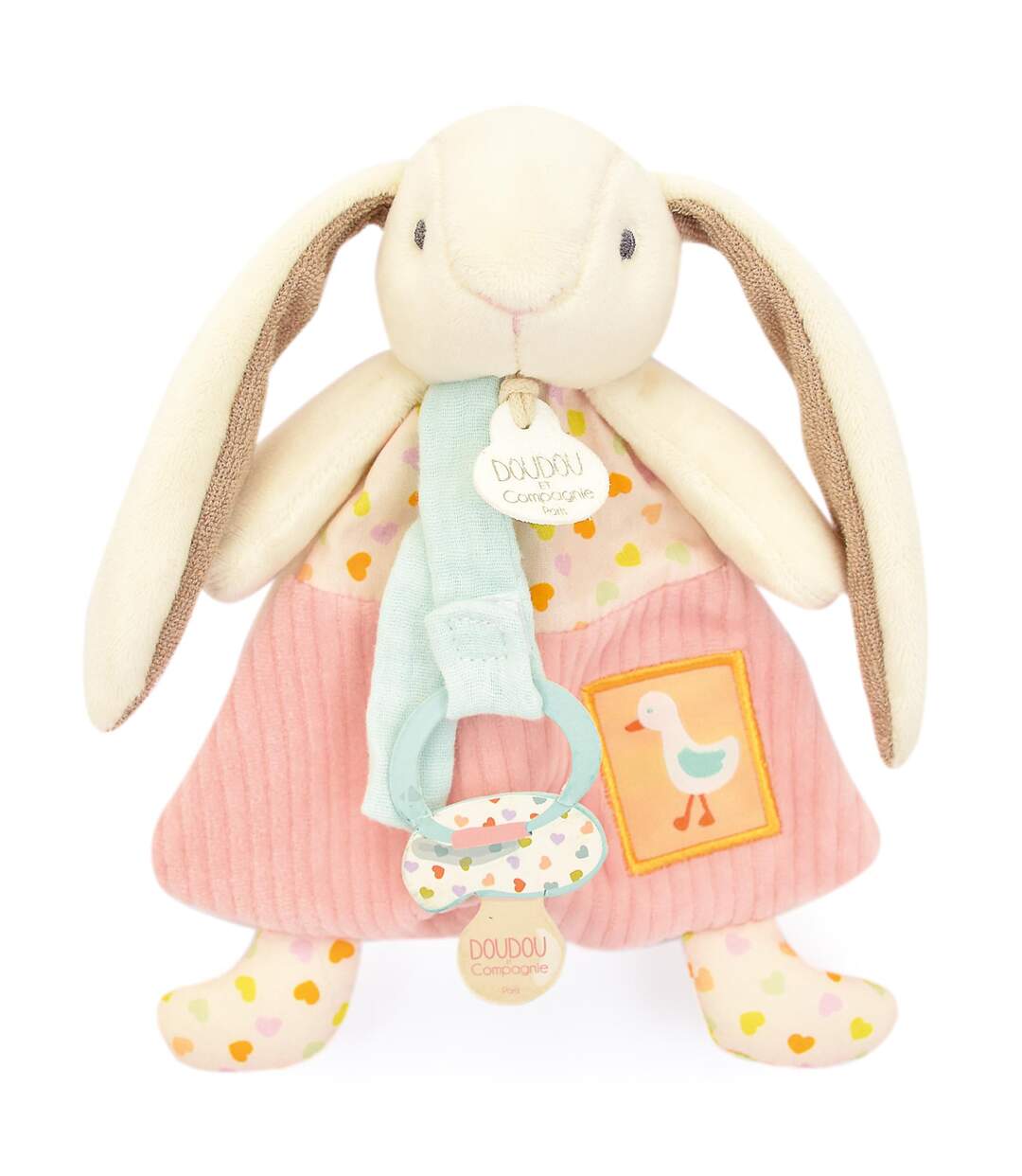 Doudou attache-sucette lapin Ciboulette polyester collection DANS MON JARDIN-1