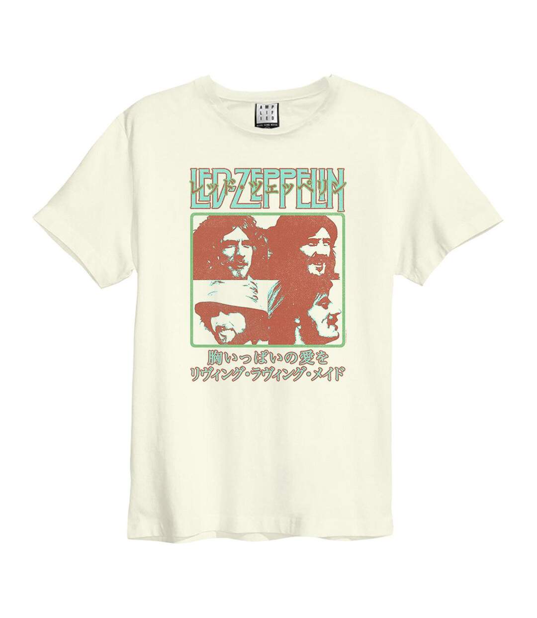 T-shirt Style Led Zeppelin Japan Poster Adulte Vieux Blanc Amplified-1