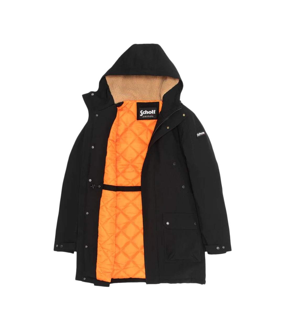 Parkas noir homme schott parka fixe doublee sherpa-2