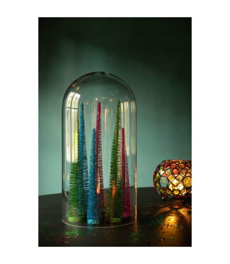 Lot de 3 Sapins de Noël Déco Paillettes 40cm Bleu
