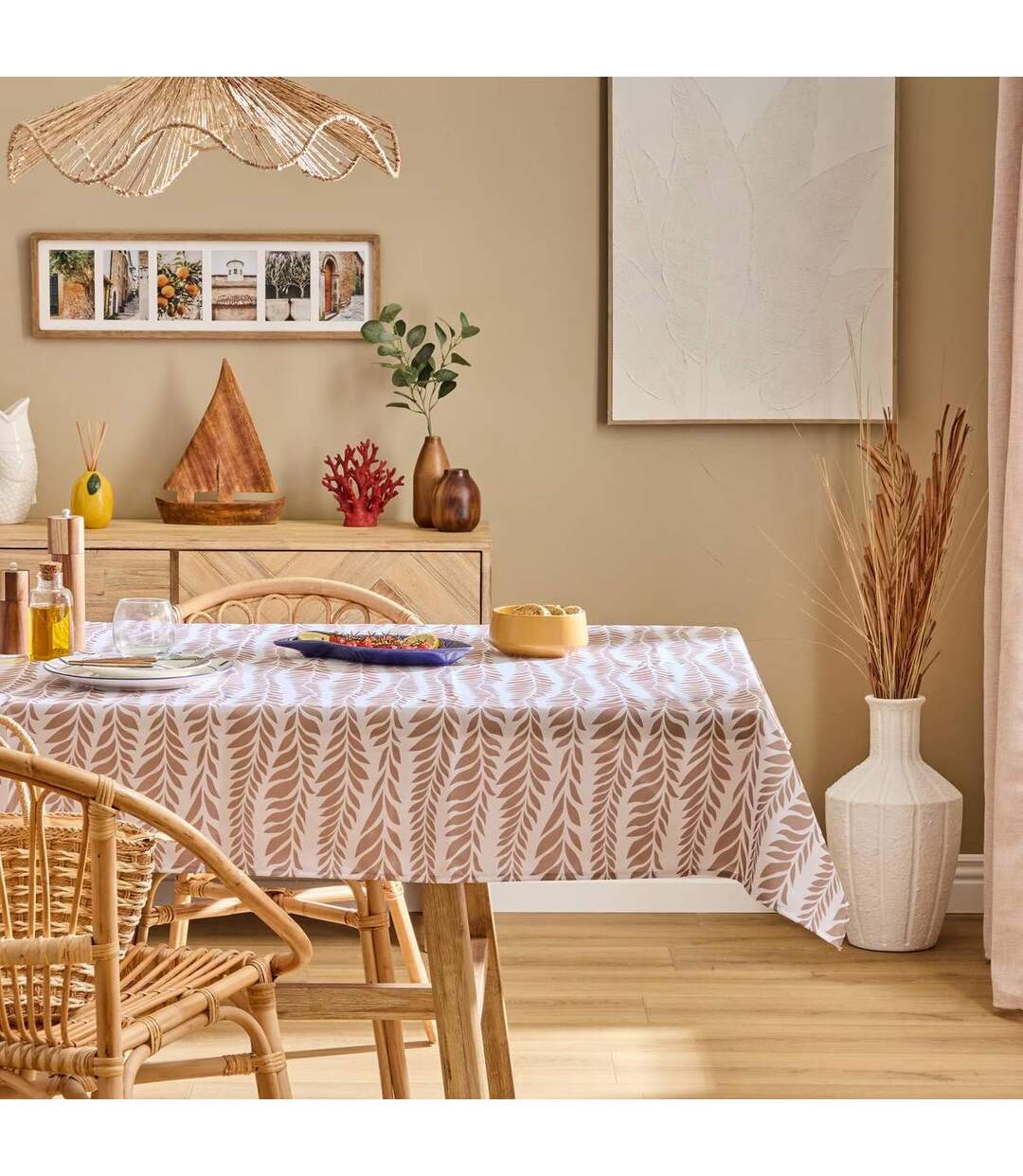 Nappe Antitache Imprimé Océania 140x240cm Terracotta-4