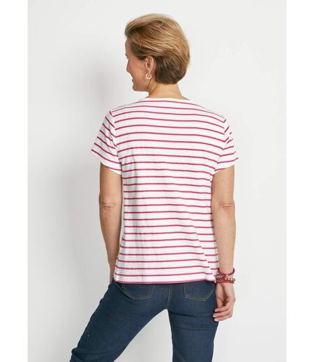Tee-shirt rayé manches courtes dentelle