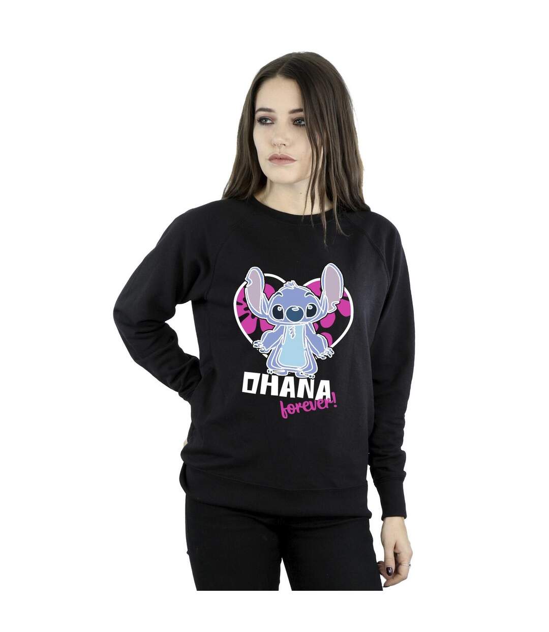 Disney - Sweat LILO AND STITCH OHANA FOREVER HEART - Femme (Noir) - UTBI22802-2