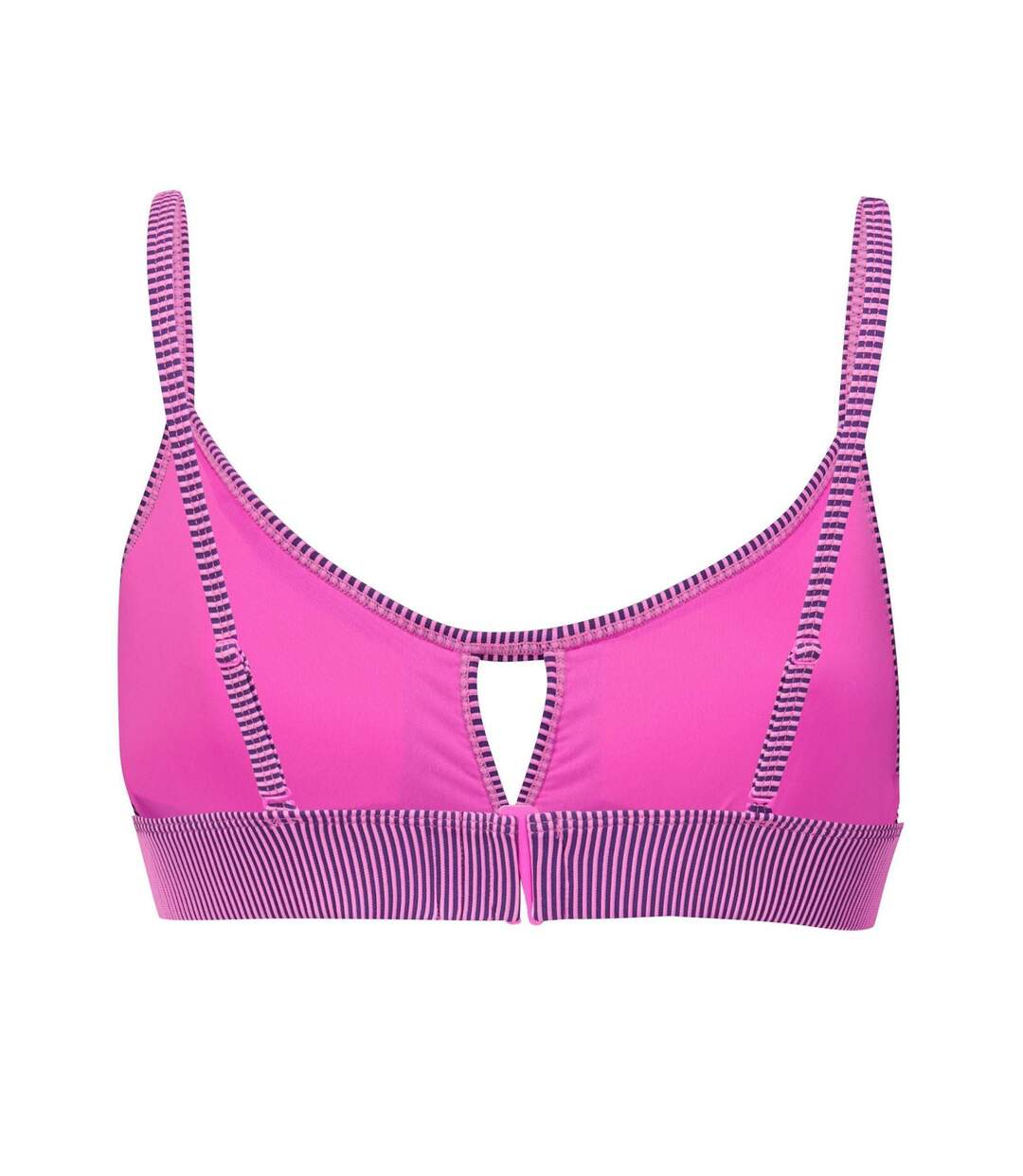 Womens/ladies Peek A Boo Stripe Bikini Top Pink Puma-2