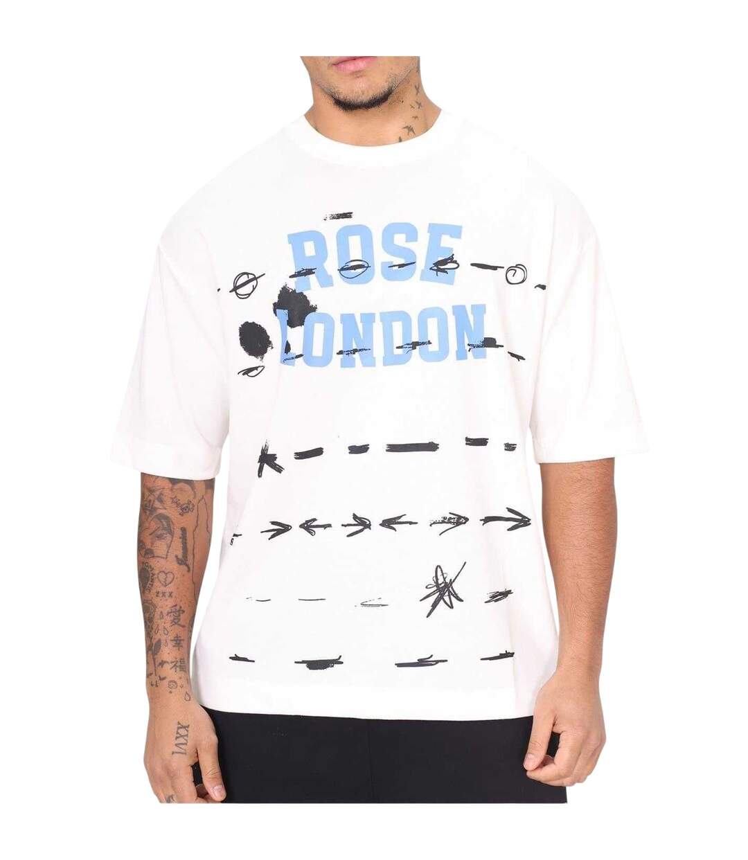 T-shirt Motif/style Graffiti Homme Blanc Cassé Rose London-4
