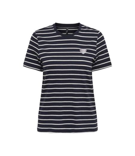 T-Shirt marine/blanc femme only liva